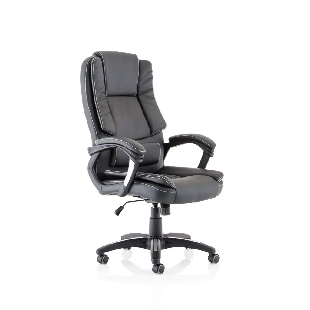 Dynamic Dakota High Back Black Leather Look Executive Office Chair With Fixed Arms - EX000250