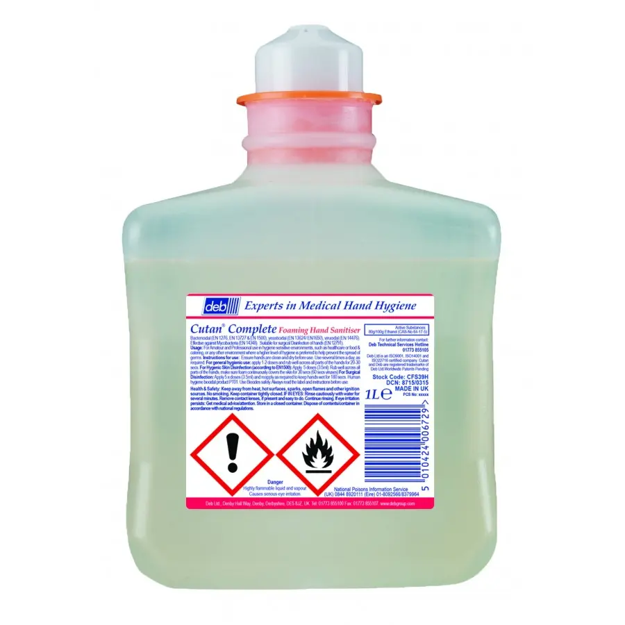 Deb Cutan InstantFOAM Hand Sanitiser 1 Litre Cartridge - CFS39H