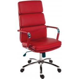 Deco Retro Style Faux Leather Executive Office Chair Red - 1097RD