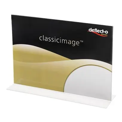 Deflecto A6 Landscape Stand Up Literature Display Sign Holder Crystal Clear - 684401