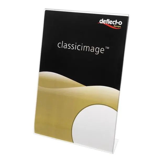 Deflecto A6 Portrait Slanted Literature Display Sign Holder Crystal Clear - 684101