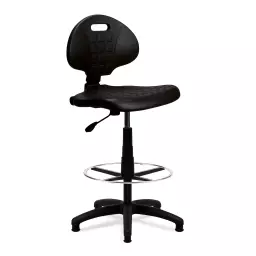 Nautilus Designs Derwent Polyurethane Draughtsman Operator Chair With Spring Loaded Backrest Mechanism Black - DPA/POLY/FCK