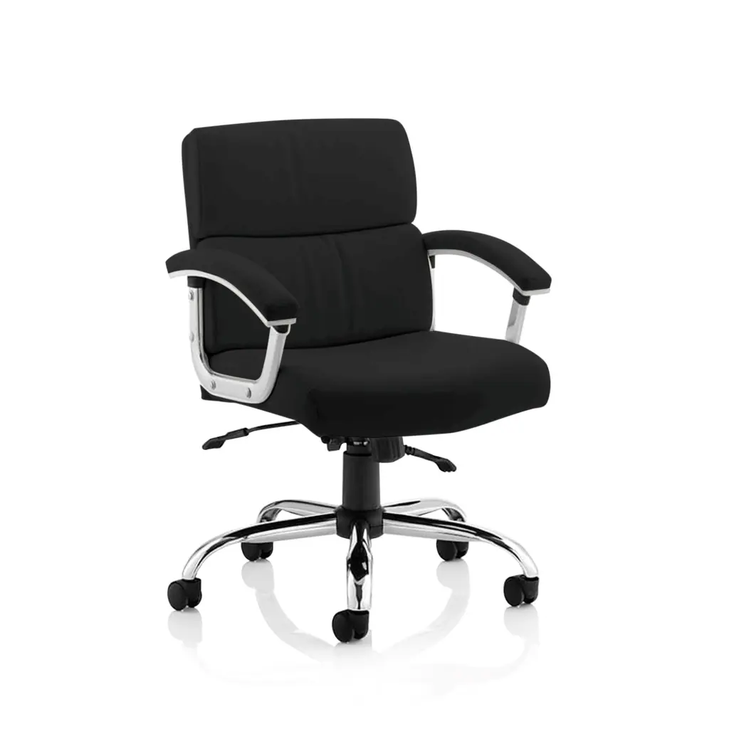 Dynamic Desire Medium Back Black Soft Bonded Leather Executive Office Chair With Arms and Chrome Frame - EX000253