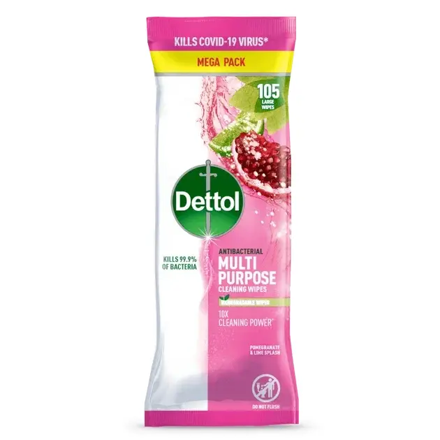 Dettol Multi Purpose Cleaning Wipes Pomegranate (Pack 105) - 3244472