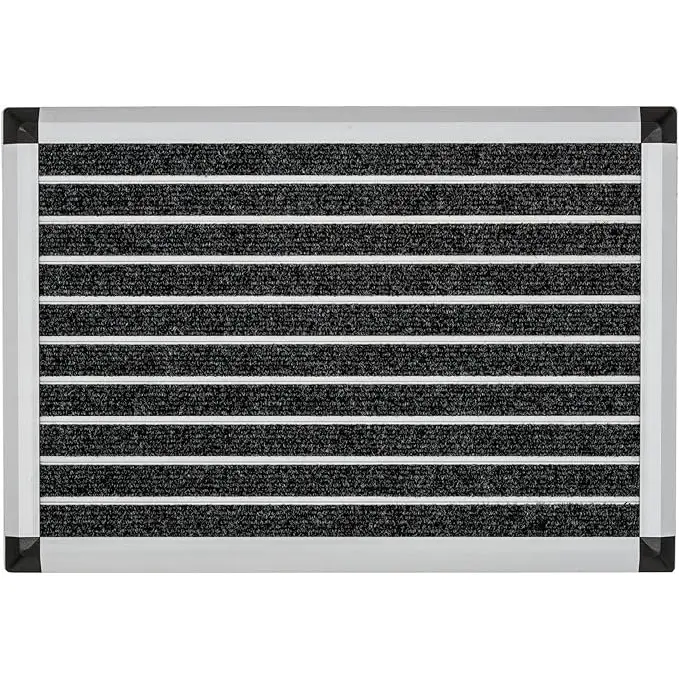 Floortex Doortex Alumat Entrance Mat (Aluminium Frame & ABS Corners) For Indoor Use With Anti-slip PVC Backing 40x60cm Grey - UCEMFLMT0001