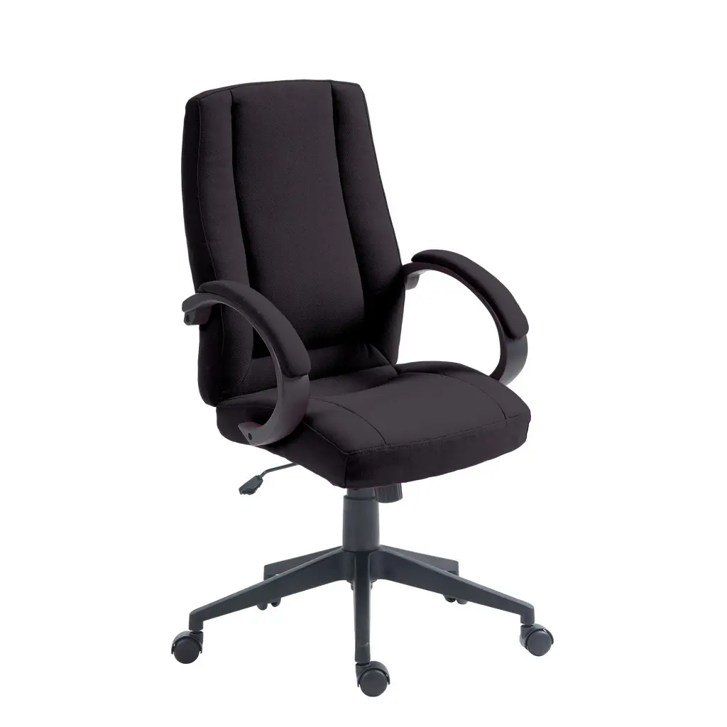 Nautilus Designs Dorset High Back Fabric Executive Office Chair With Padded Fixed Arms Black - BCF/B432/BK