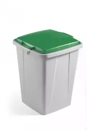 Durable DURABIN Plastic Waste Recycling Bin 90 Litre Grey with Green Lid - VEH2012032