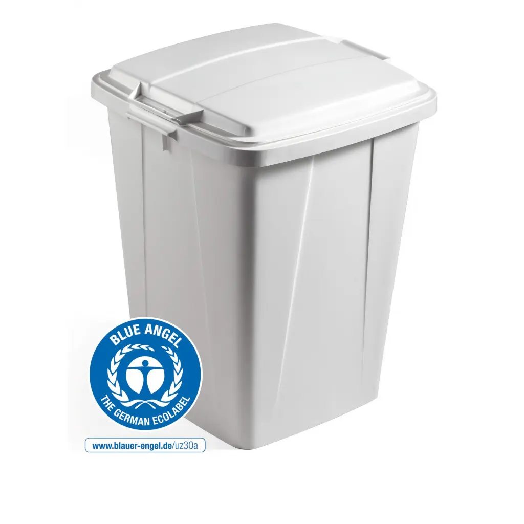 Durable DURABIN ECO 80% Recycled Plastic Waste Recycling Bin 90 Litre Grey with Grey Lid - VEH2024001