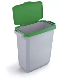 Durable DURABIN Plastic Waste Recycling Bin 60 Litre Rectangular Grey with Green Hinged Lid - VEH2022010