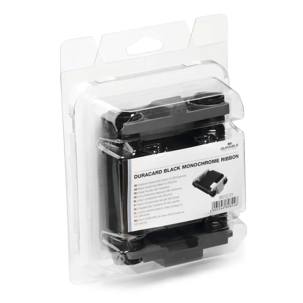Durable DURACARD Monochrome Black Printer Ribbon Cartridge for ID 300 Printer (891065) - - 891201