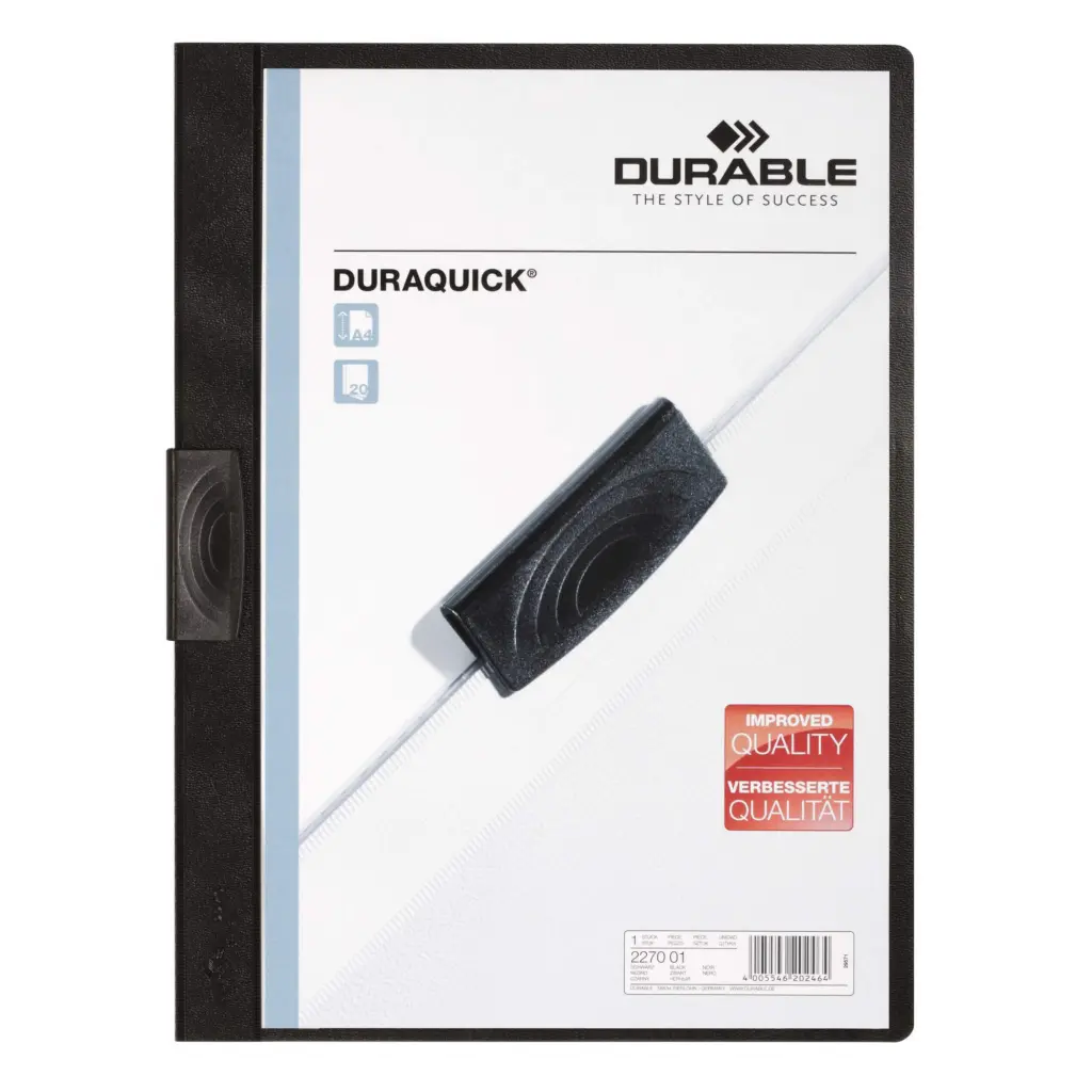 Durable DuraQuick 20 A4 Clip Folder Black PK20 - 227008 - 227001