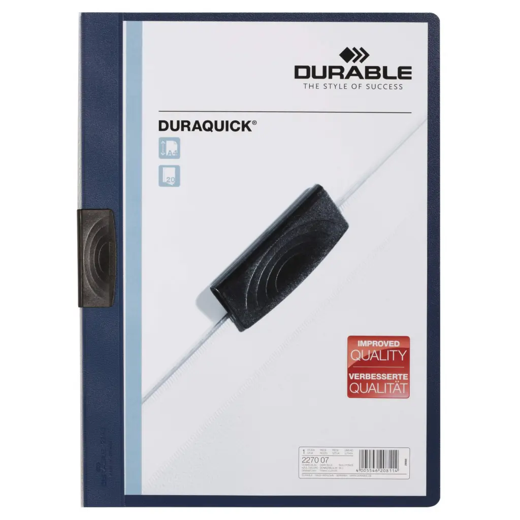 Durable DuraQuick 20 A4 Clip Folder Dark Blue PK20 - 227007 - 227007