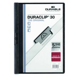 Durable Duraclip 30 Report File 3mm A4 Black 220001 Pack of 25