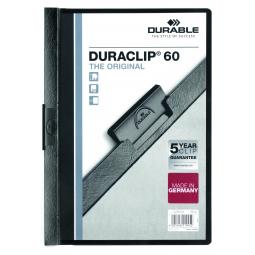Durable Duraclip Report File 6mm A4 Black 220901 Pack of 25