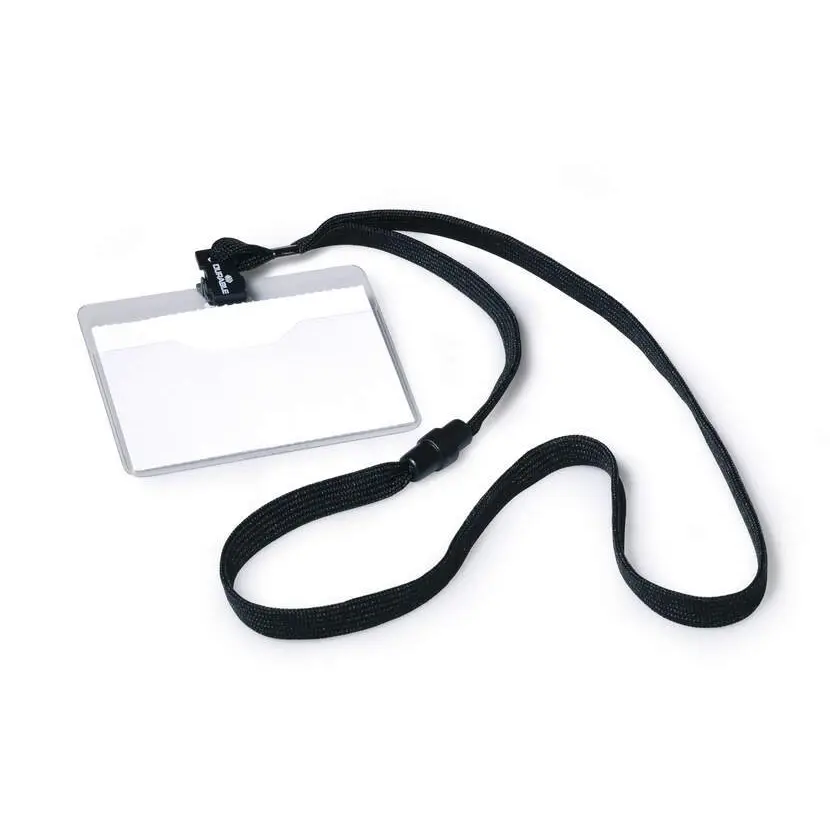 Durable Name Badge 60x90mm with Black Safety Release Lanyard Includes Blank Insert Cards (Pack 10) - 813901