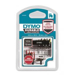 Dymo D1 Durable 12mm x 3M White on Black
