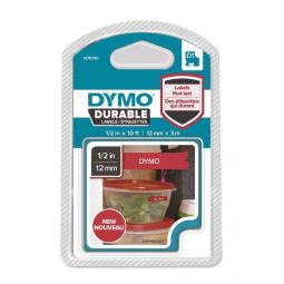 Dymo D1 Durable 12mm x 3M White on Red