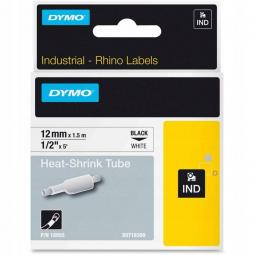 Dymo Rhino Industrial Heat Shrink Tube 12mm x 1.5m Black on White 18055