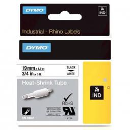 Dymo Rhino Industrial Heat Shrink Tube 19mm x 1.5m Black on White 18057