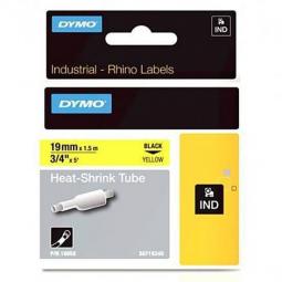 Dymo Rhino Industrial Heat Shrink Tube 19mm x 1.5m Black on Yellow 18058