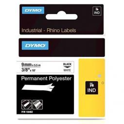 Dymo Rhino Industrial Permanent Polyester 9mm x 3.5m Black on White 18482