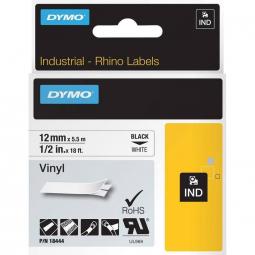 Dymo Rhino Industrial Vinyl Tape 12mm x 5.5m Black on White 18444