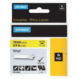 Dymo Rhino Industrial Vinyl Tape 19mm x 5.5m Black on Yellow 18433