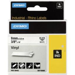 Dymo Rhino Industrial Vinyl Tape 9mm x 5.5m Black on White 18443