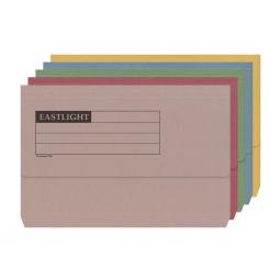 Eastlight Document Wallet Foolscap Half Flap 285gsm Assorted (Pack 50)