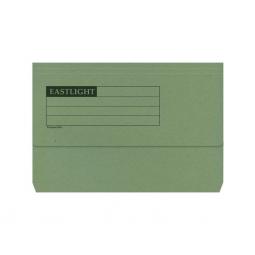 Eastlight Document Wallet Foolscap Half Flap 285gsm Green (Pack 50)