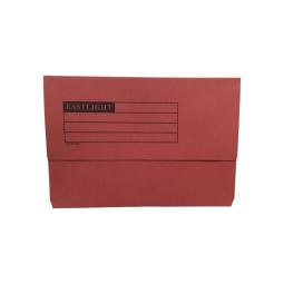 Eastlight Document Wallet Manilla Foolscap Half Flap 250gsm Red (Pack 50)