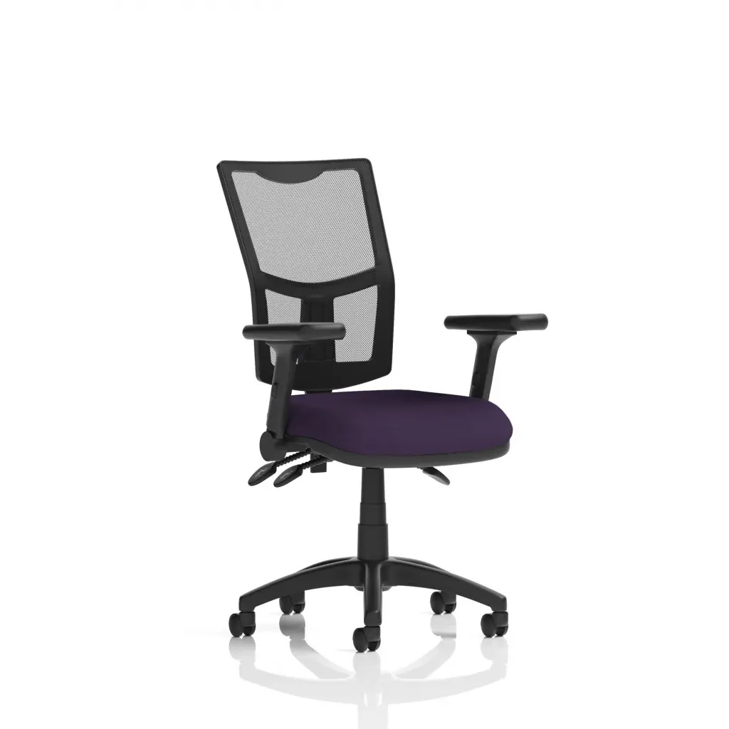 Dynamic Eclipse Plus III Medium Mesh Back Task Operator Office Chair Bespoke Tansy Purple Seat With Height Adjustable Arms - KCUP1779