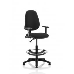 Eclipse Plus I Black Chair With Adjustable Arms With Hi Rise Kit KC0246