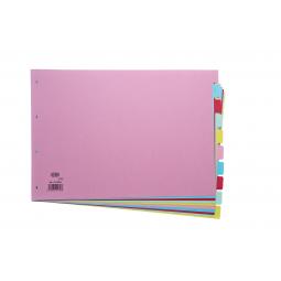 Elba A3 Europunched 10-Part Dividers 160gsm Assorted Colours
