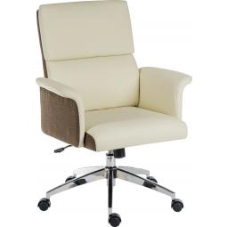 Elegance Gull Wing Medium Back Leather Look Executive Office Chair Cream - 6951CRE