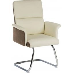 Elegance Gull Wing Medium Back Cantilever Leather Look Visitor Chair Cream - 6959CRE