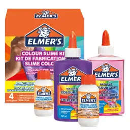Elmers Colour Slime Kit Includes Washable Colour PVA Glue In Assorted Colours With Magical Liquid Slime Activator - 4 Piece Kit - 2109506