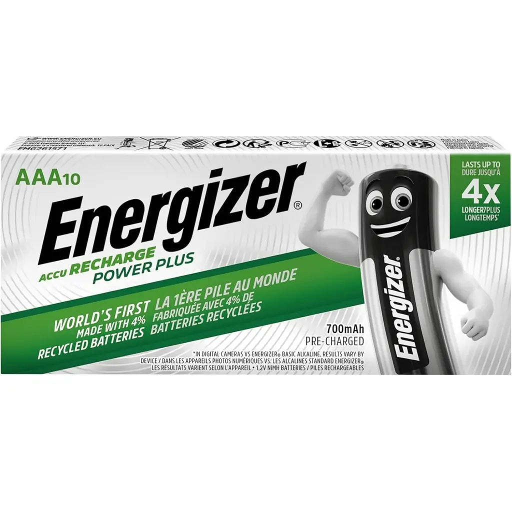 Energizer Rechargeable Power Plus AAA Battery 700mAh (Pack 10) - 416985