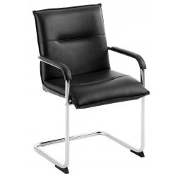 Envoy Cantilever Leather Faced Reception/Boardroom/Visitors Chair Black - 1309
