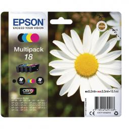 Epson 18 Black/Cyan/Magenta/Yellow Ink Cartridge (Pack of 4) C13T18064012