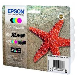 Epson 603 Starfish Black Extra High Yield Cyan Magenta Yellow Standard Yield Ink Cartridge 8.9ml 3 x 2.4ml Pack 4 - C13T03A94010