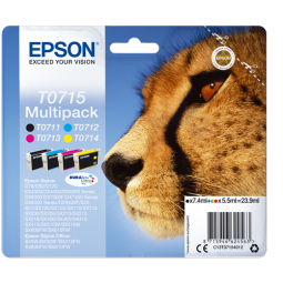 Epson T0715 Black Cyan Magenta Yellow Inkjet Cartridge Value (Pack of 4) C13T07154012