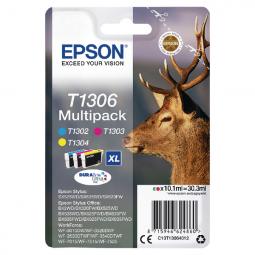Epson T1306 Cyan Magenta Yellow XHY Cartridge (Pack of 3) C13T13064012