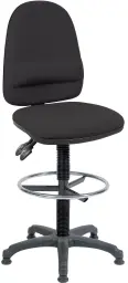 Teknik Office Ergo Twin Draughtsman Medium Back Fabric Operator Office Chair With Ring Kit Conversion and Fixed Footrest Black - 2900BLK/1163