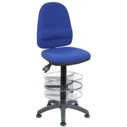 Ergo Twin Deluxe Draughter High Back Fabric Operator Office Chair with Fixed Arms Blue - 2900BLU/1164/0288