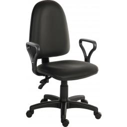 Ergo Twin High Back PU Operator Office Chair with Fixed Arms Black - 2900PU-BLK/0288