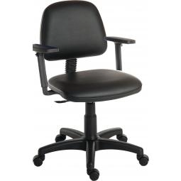 Ergo Blaster Medium Back PU Operator Office Chair with Height Adjustable Arms Black - 1100PUBLK/0280