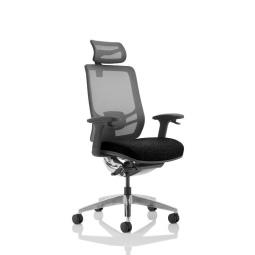 Ergo Click Chair Black Fabric Seat Black Mesh Back with Headrest KC0296