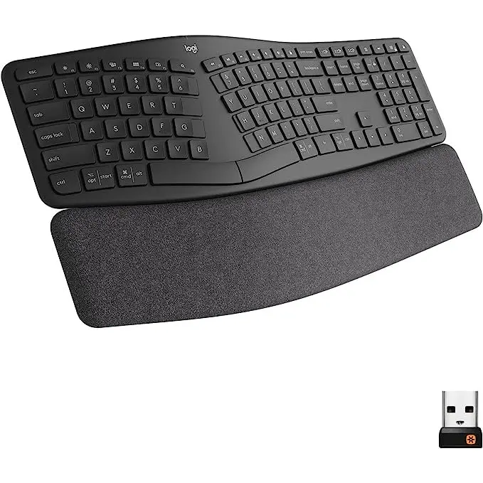 Logitech Ergo K860 QWERTY UK RF Wireless Bluetooth Ergonomic Curved Keyboard with Wrist Rest