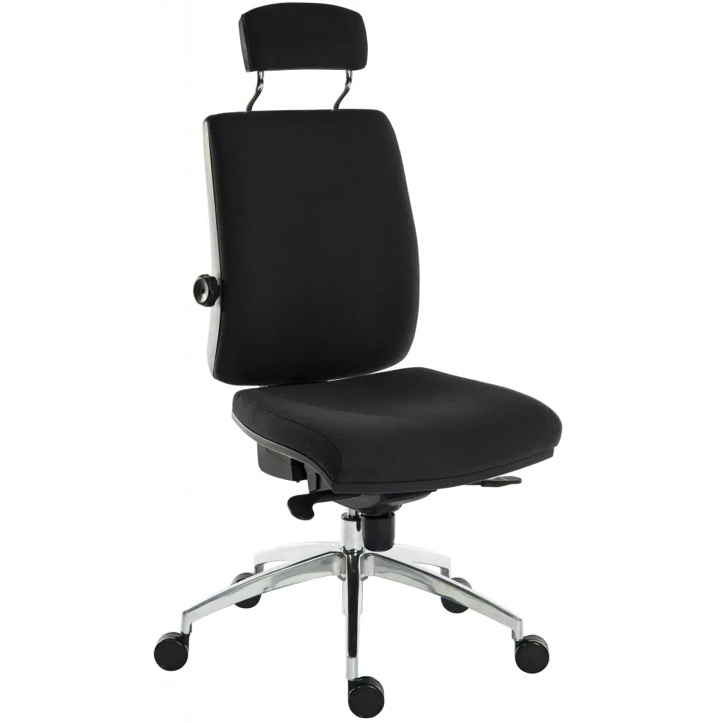 Teknik Office Ergo Plus Ergonomic Executive Operator Office Chair With Headrest and Premier Base Black - Certified For 24 Hour Use - 9700BLK/R530